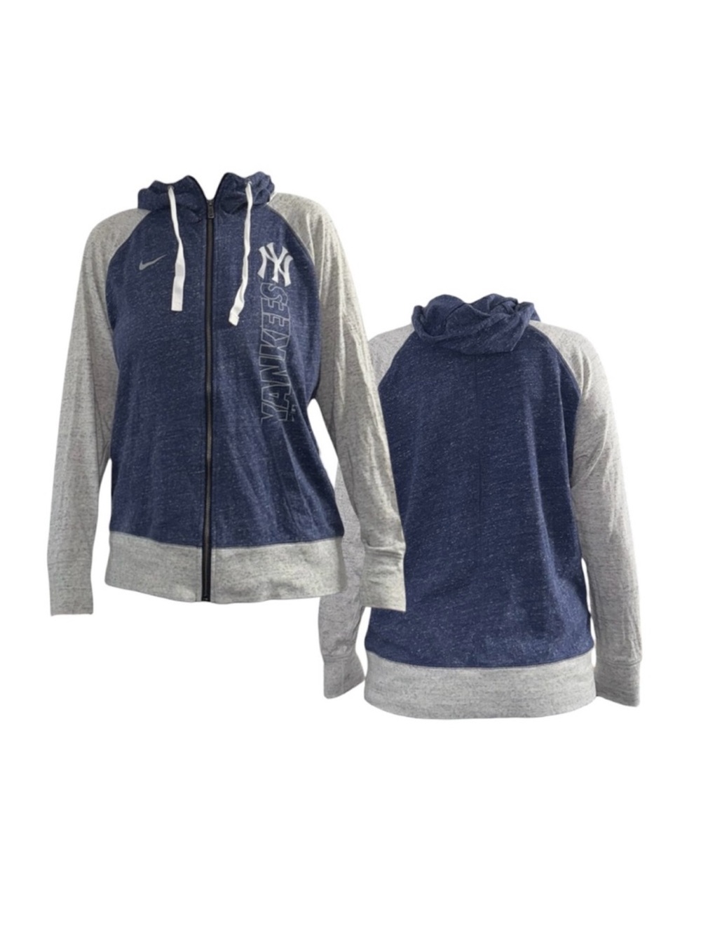 Nike Navy and Gray New York Yankees Zip Hoodie